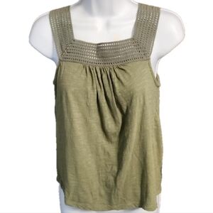 Old Navy Olive Green Sleeveless Crochet Accent Top